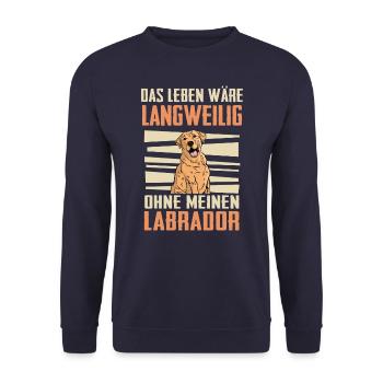 Labrador Hund - Unisex Pullover - Navy - Vorne - Alina (178cm) & Michal (187cm)