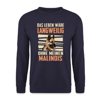 Malinois Belgischer Schäferhund Hund - Unisex Pullover - Navy - Vorne - Alina (178cm) & Michal (187cm)