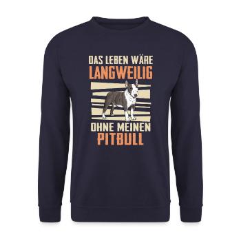 Pitbull APBT American Pitbull Terrier - Unisex Pullover - Navy - Vorne - Alina (178cm) & Michal (187cm)
