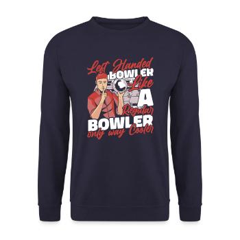 Bowling Bowler Pin Ball Bowling Ball - Unisex Pullover - Navy - Vorne - Alina (178cm) & Michal (187cm)