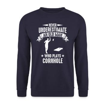 Cornhole Bean Bag Cornhole Joueur - Sweat-shirt Unisexe - marine - Devant - Alina (178cm) & Michal (187cm)