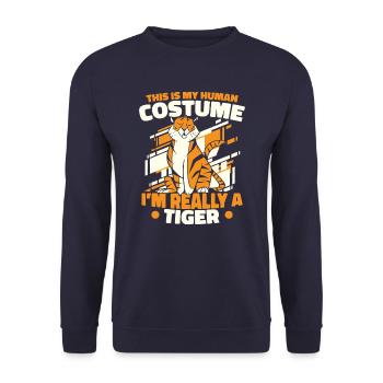 Tiger Tier Zoo Wildtier - Unisex Pullover - Navy - Vorne - Alina (178cm) & Michal (187cm)