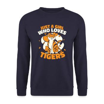 Tiger Tier Zoo Wildtier - Unisex Pullover - Navy - Vorne - Alina (178cm) & Michal (187cm)