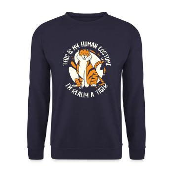 Tiger Tier Zoo Wildtier - Unisex Pullover - Navy - Vorne - Alina (178cm) & Michal (187cm)