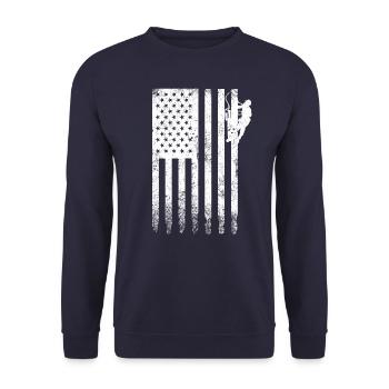 Lineman Elektrokabel Strommast Elektriker - Unisex Pullover - Navy - Vorne - Alina (178cm) & Michal (187cm)