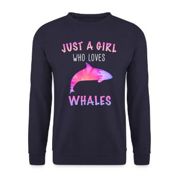 Wal Wale Ozean Blauwal Buckelwal - Unisex Pullover - Navy - Vorne - Alina (178cm) & Michal (187cm)