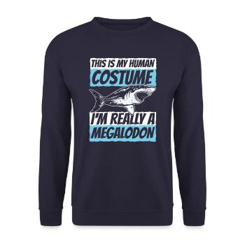 Megalodon Hai Otodus - Unisex Pullover - Navy - Vorne - Alina (178cm) & Michal (187cm)