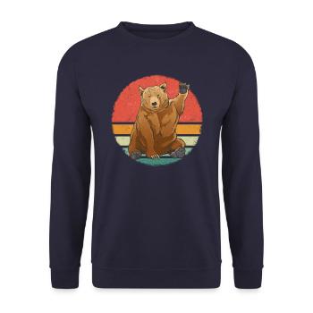 Ours Grizzly Ours bruns Ours - Sweat-shirt Unisexe - marine - Devant - Alina (178cm) & Michal (187cm)