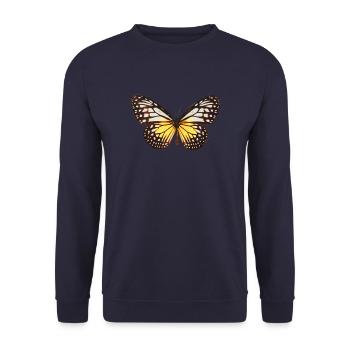Schmetterling Monarchfalter Bunt Schmetterlinge - Unisex Pullover - Navy - Vorne - Alina (178cm) & Michal (187cm)