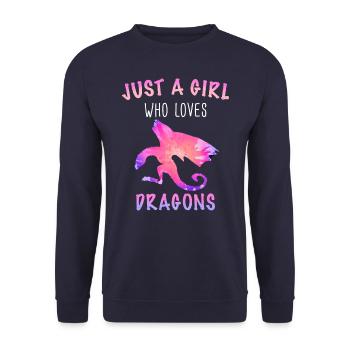 Drache Mystisch Drachen Fantasie - Unisex Pullover - Navy - Vorne - Alina (178cm) & Michal (187cm)