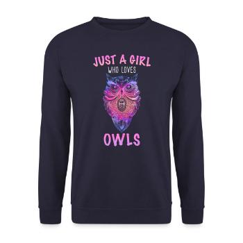Hibou Oiseau Oiseau Hiboux - Sweat-shirt Unisexe - marine - Devant - Alina (178cm) & Michal (187cm)