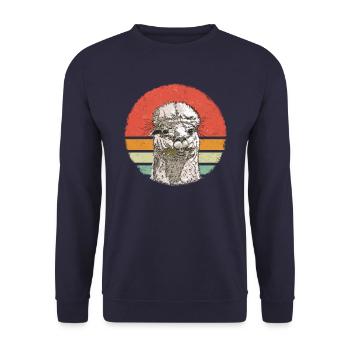 Alpaka Llama - Unisex Pullover - Navy - Vorne - Alina (178cm) & Michal (187cm)