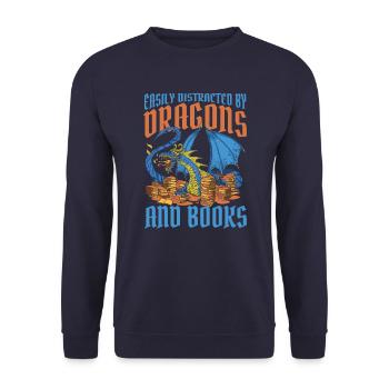 Drache Mystisch Drachen Fantasie - Unisex Pullover - Navy - Vorne - Alina (178cm) & Michal (187cm)