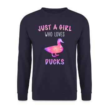 Duck Ducks Bird Animal Quack - Unisex Sweatshirt - navy - Front - Alina (178cm) & Michal (187cm)