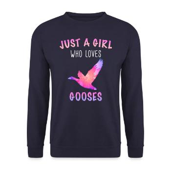 Goose Animal Bird Geese - Unisex Sweatshirt - navy - Front - Alina (178cm) & Michal (187cm)