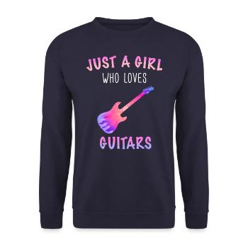 Guitar Guitarist Musician Acoustic Guitar Instruments - Unisex Sweatshirt - navy - Front - Alina (178cm) & Michal (187cm)