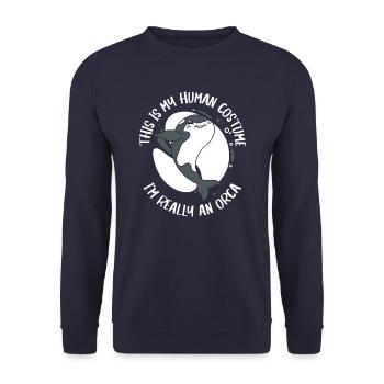 Orca Killerwal Ozean Tier Wale - Unisex Pullover - Navy - Vorne - Alina (178cm) & Michal (187cm)