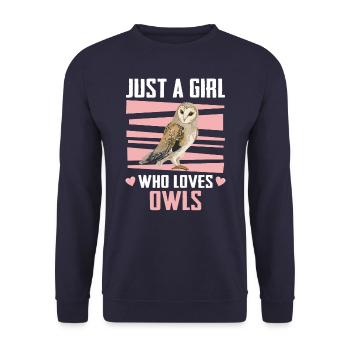 Eule Vogel Tier Eulen - Unisex Pullover - Navy - Vorne - Alina (178cm) & Michal (187cm)