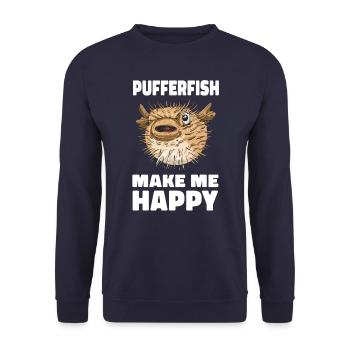 Poisson-globe Poisson-globe Poisson océan Animal - Sweat-shirt Unisexe - marine - Devant - Alina (178cm) & Michal (187cm)
