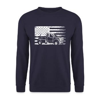 Tow truck truck tow truck tower - Unisex Sweatshirt - navy - Front - Alina (178cm) & Michal (187cm)