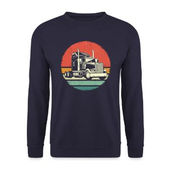 Trucker LKW-Fahrer LKWs - Unisex Pullover - Navy - Vorne - Alina (178cm) & Michal (187cm)