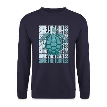 Turtle Sea Turtle Turtle Animal - Unisex Sweatshirt - navy - Front - Alina (178cm) & Michal (187cm)