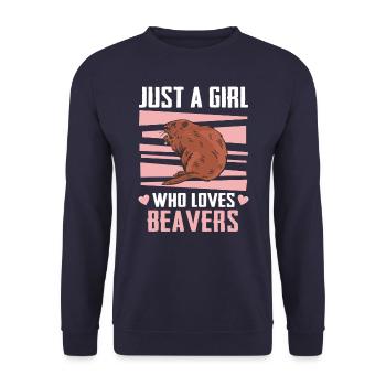 Beaver Animal - Unisex Sweatshirt - navy - Front - Alina (178cm) & Michal (187cm)