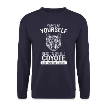 Kojote Tier Lustig - Unisex Pullover - Navy - Vorne - Alina (178cm) & Michal (187cm)