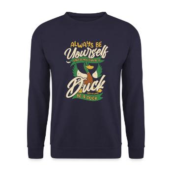 Duck Duck Bird Animal Quack - Unisex Sweatshirt - navy - Front - Alina (178cm) & Michal (187cm)