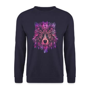 Wolf Wölfe Tier Jaulen - Unisex Pullover - Navy - Vorne - Alina (178cm) & Michal (187cm)