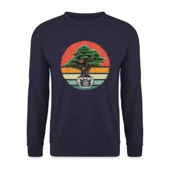 Bonsai Baum Japanisch Bonsai - Unisex Pullover - Navy - Vorne - Alina (178cm) & Michal (187cm)