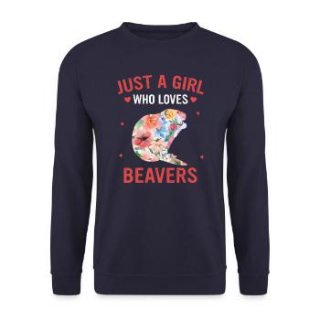 Beaver Animal - Unisex Sweatshirt - navy - Front - Alina (178cm) & Michal (187cm)