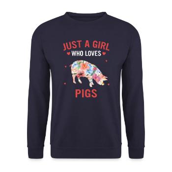 Animal porcin - Sweat-shirt Unisexe - marine - Devant - Alina (178cm) & Michal (187cm)