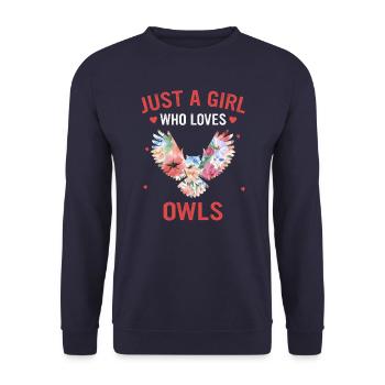 Eule Vogel Tier Eulen - Unisex Pullover - Navy - Vorne - Alina (178cm) & Michal (187cm)