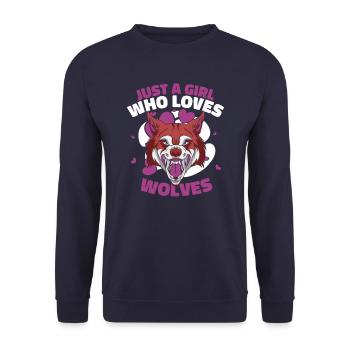 Wolf Wölfe Tier Jaulen - Unisex Pullover - Navy - Vorne - Alina (178cm) & Michal (187cm)