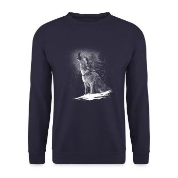 Wolf Wölfe Tier Jaulen - Unisex Pullover - Navy - Vorne - Alina (178cm) & Michal (187cm)