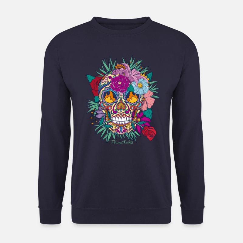 Frida Kahlo Totenkopf Voller Blüten - Unisex Pullover - Navy