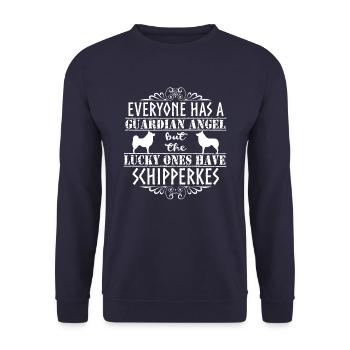 Schipperke Angels - Unisex Sweatshirt - navy - Front - Alina (178cm) & Michal (187cm)