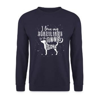 Brazilian Terrier Moon 4 - Unisex sweater - marineblå - Foran - Alina (178cm) & Michal (187cm)