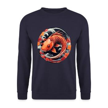 Poisson koï d’automne au coucher du soleil - Sweat-shirt Unisexe - marine - Devant - Alina (178cm) & Michal (187cm)