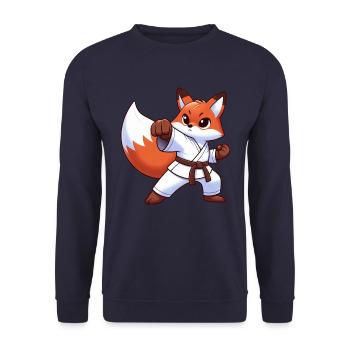Fuchs Karate japanische Kampfkunst Kampfsport - Unisex Pullover - Navy - Vorne - Alina (178cm) & Michal (187cm)