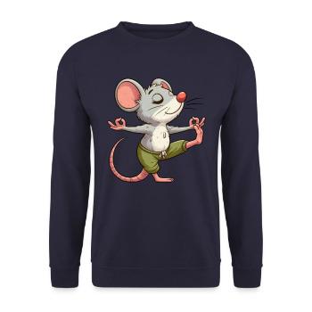Maus Yoga Meditation Meditieren Balancieren - Unisex Pullover - Navy - Vorne - Alina (178cm) & Michal (187cm)