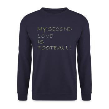 MEINE ZWEITE LIEBE ist der Fußball - Unisex Pullover - Navy - Vorne - Alina (178cm) & Michal (187cm)