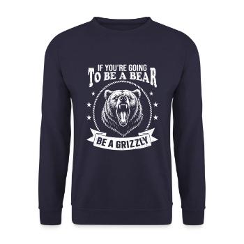 Amoureux de la nature et aventuriers - Dicton de grizzli - Sweat-shirt Unisexe - marine - Devant - Alina (178cm) & Michal (187cm)
