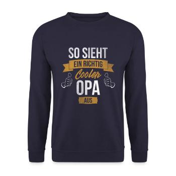 So sieht ein cooler Opa aus Richtig Cooler Opa Opi - Unisex Pullover - Navy - Vorne - Alina (178cm) & Michal (187cm)