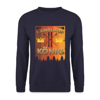 Skilangläufer läuft Skilanglauf auf Ski - Unisex Pullover - Navy - Vorne - Alina (178cm) & Michal (187cm)