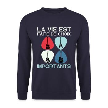 Guitariste humour guitare cadeau homme femme - Sweat-shirt Unisexe - marine - Devant - Alina (178cm) & Michal (187cm)