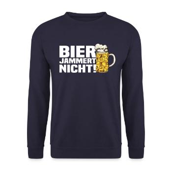 Bier Jammert Nicht! Lustiger Bier Spruch - Unisex Pullover - Navy - Vorne - Alina (178cm) & Michal (187cm)