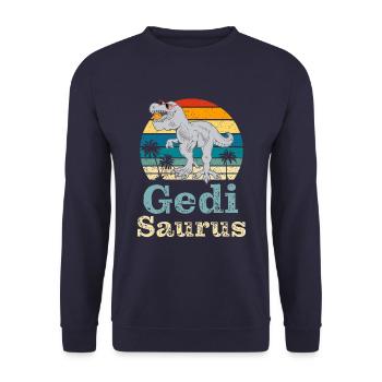 Gedi Saurus Wöd Gedi Patenonkel Österreich - Unisex Pullover - Navy - Vorne - Alina (178cm) & Michal (187cm)