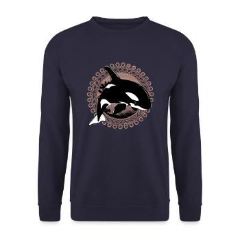 Orca killer whale - Unisex Sweatshirt - navy - Front - Alina (178cm) & Michal (187cm)